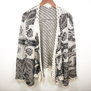 En Creme Open Knit Boho Crochet Cardigan Sweater Small Cottagecore Coquette